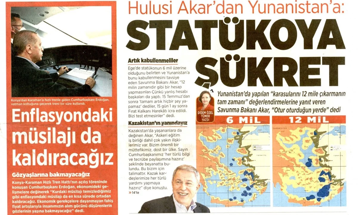 Ακραία πρόκληση του Τύπου στην Τουρκία που... ονειρεύεται το Αγαθονήσι και τις Οινούσσες και παρουσιάζει χάρτη «Γαλάζιας Πατρίδας».
