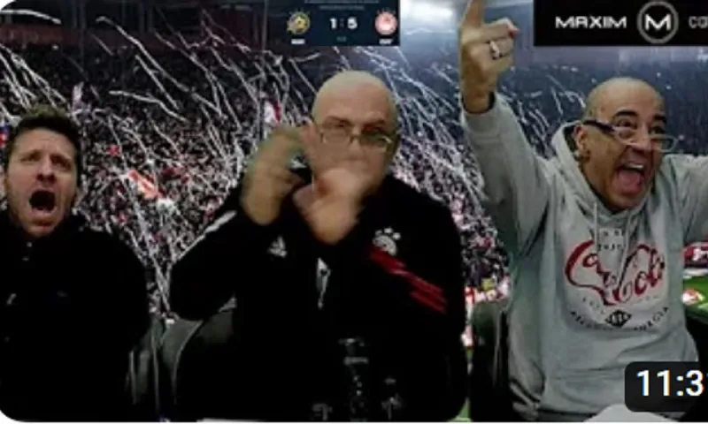 Ο Ραπτόπουλος χειροκροτούσε και με τα... πόδια τα έξι γκολ του Ολυμπιακού επί της Μακάμπι
