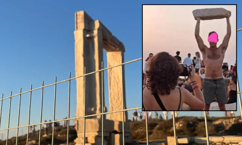 Λύσεις του «ποδαριού» μετά τα περιστατικά ντροπής στην Πορτάρα Νάξου – Τοποθέτησαν έναν ακαλαίσθητο φράκτη υποβαθμίζοντας το μνημείο