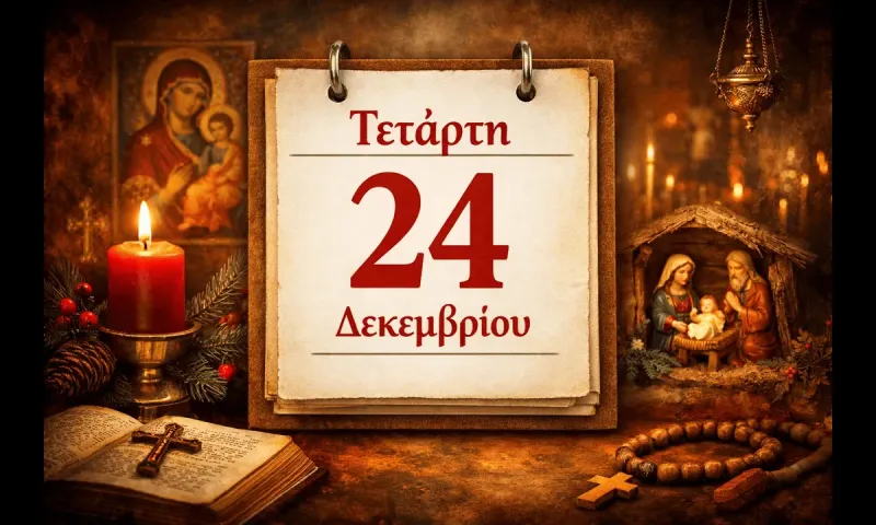 Εορτολόγιο Τετάρτη 24 Δεκεμβρίου: Ποιοι γιορτάζουν σήμερα