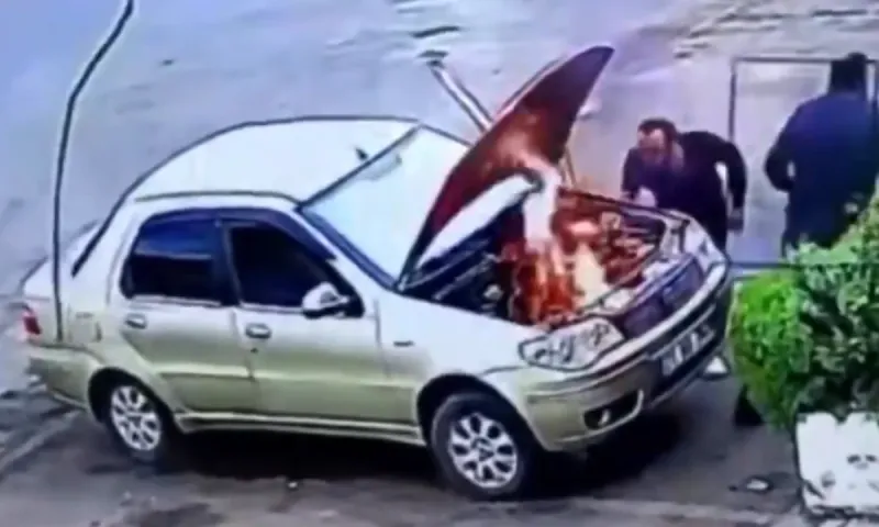 Προσπάθησε να σβήσει φωτιά σε αυτοκίνητο φυσώντας (video)