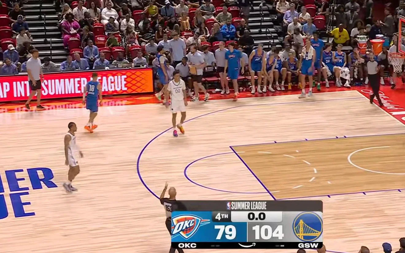 Στιγμιότυπο από τον αγώνα Golden State Warriors - Oklahoma City Thunder στο NBA Summer League