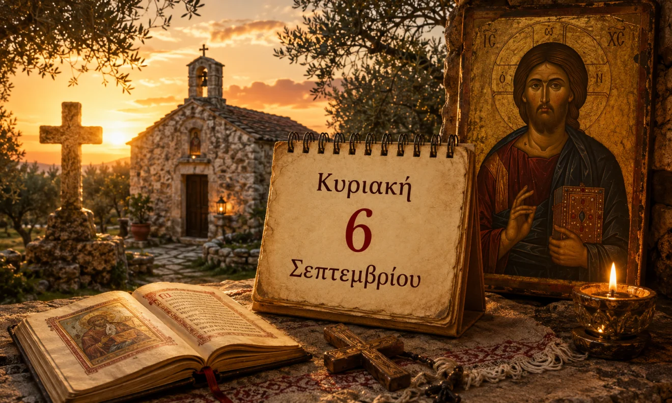 Εκκλησιαστικό ημερολόγιο με σταυρό, κερί και διαφορετικό ουράνιο φόντο για το εορτολόγιο της 6ης Σεπτεμβρίου, Πηγή: Sportime.gr
