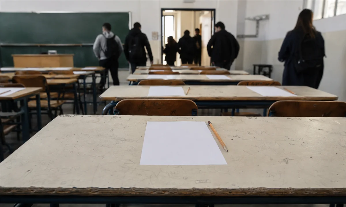Ρεαλιστική συντακτική απεικόνιση σχετική με το θέμα «Οι νέοι κανόνες στις εξετάσεις δείχνουν πώς αλλάζει η μάχη με την αντιγραφή». Πηγή: Sportime.gr