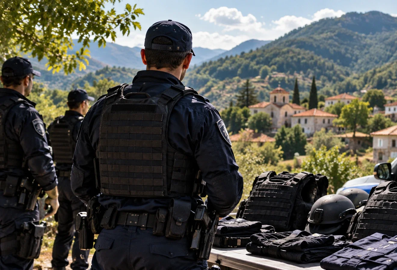 Αστυνομικοί και εξοπλισμός στο ΑΤ Ερυμάνθου