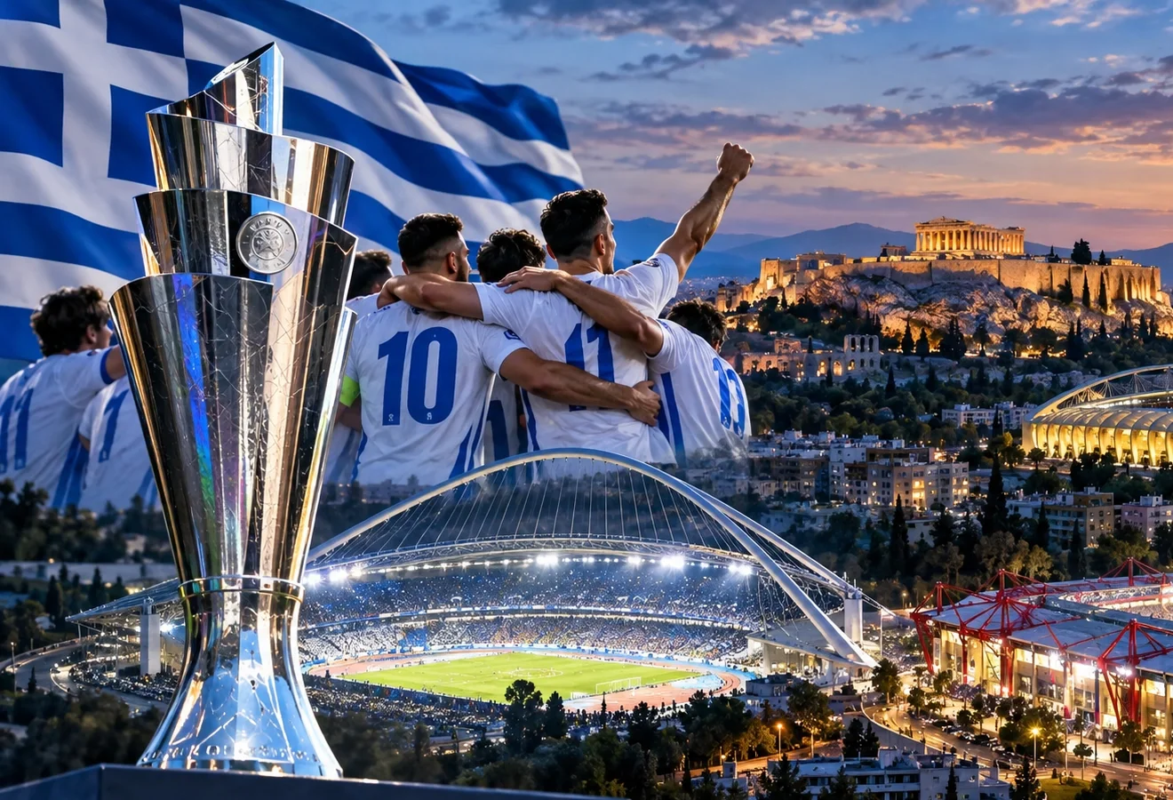 Ποδοσφαιρικό γήπεδο στην Αθήνα (AI generated)