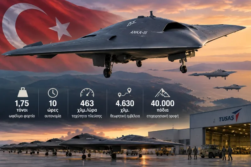 Τουρκία: Παραγγελία 80 stealth ANKA-III με δυνατότητα μεταφοράς 1,75 τόνων οπλισμού