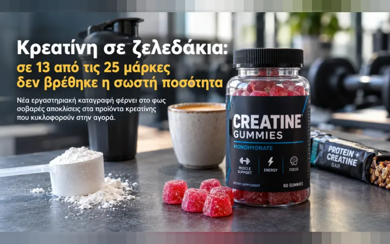Κρεατίνη: Σε 13 από 25 μάρκες ζελεδακίων βρήκαν σχεδόν μηδενική ποσότητα