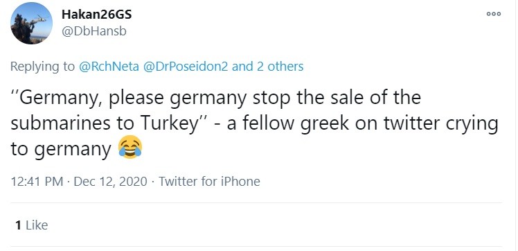 Tουρκία: Παρακαλάνε οι Έλληνες την Γερμανία να μη δώσει υποβρύχια 214 στην Άγκυρα, γράφουν στο Twitter Τούρκοι χρήστες του διαδικτύου.