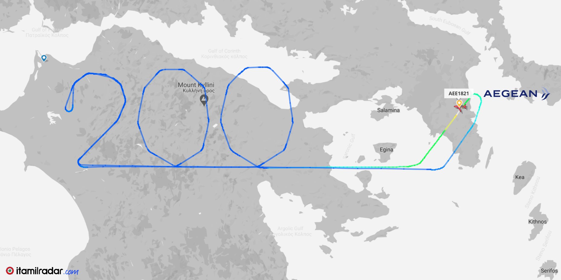 25 Μαρτίου: Η Aegean Airlines έγραψε το 200 στον αέρα πάνω από την Πελοπόννησο για τα διακόσια χρόνια της ελληνικής επανάστασης. 