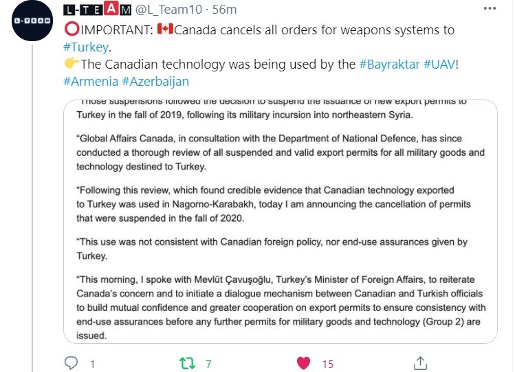 Ελληνοτουρκικά: Ο Καναδάς τσακίζει την Άγκυρα με την απόφαση του να της κόψει όλες τις στρατιωτικές προμήθειες.