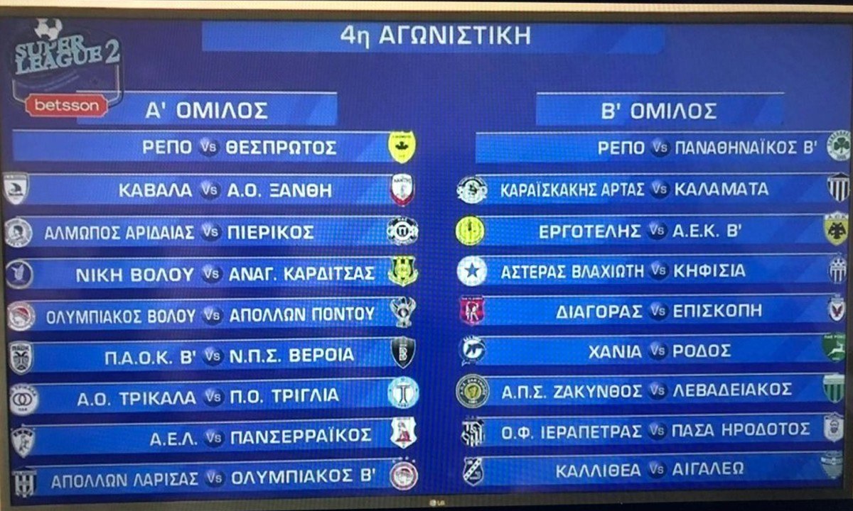 Μεσοβδόμαδη η 4η αγωνιστική της Super League 2. Όλα τα παιχνίδια θα διεξαχθούν την Τετάρτη (24/11) στις 15.00!