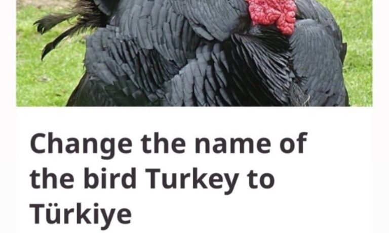 Μαζεύουν υπογραφές για να αλλάξει το όνομα της γαλοπούλας σε Turkiye – Είχε αλλάξει πιο πριν το δικό της η Τουρκία
