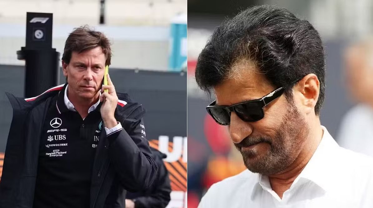 formoula-1-toto-wolff-formula1-f1-mohammed-ben-sulayem-and-toto-wolff-talk-in-silverstone