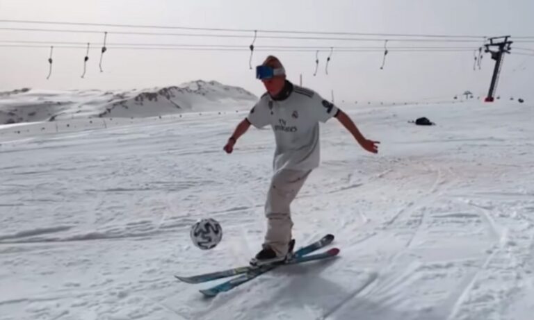 Συνδυάζεται το ποδόσφαιρο με το σκι; - Απίστευτος τύπος κάνει τσιλίκια στα χιόνια