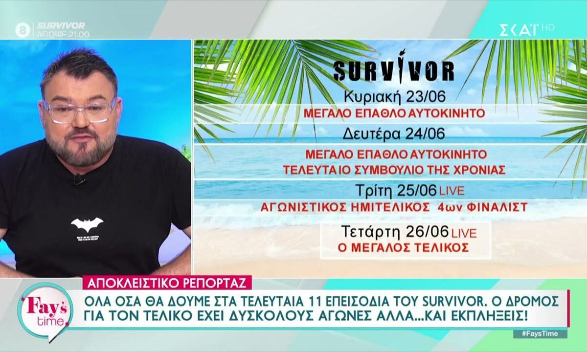 Survivor 14/6: Αυτά θα γίνουν στα 11 τελευταία επεισόδια – Τι είπε ο Νίκος Παρτσώλης