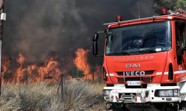 Φωτιά στους Αγίους Θεοδώρους κοντά στην Εθνική οδό! (vid)