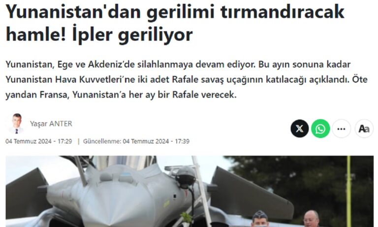 Rafale: Πρώτα οι Τούρκοι λέγανε ότι η Ελλάδα προκαλεί επειδή έχει εξοπλίσει τα νησιά – Τώρα λένε πως προκαλεί επειδή αγοράζει Rafale