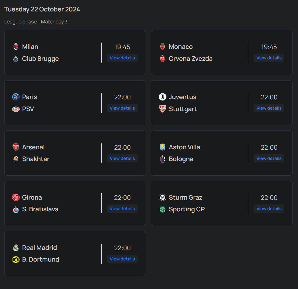 programma - champions league